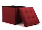  Folding Storage Ottoman Cube Foot Rest Stool Seat () Linen Wine Red