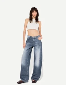 Bershka Ladies Blue Baggy Balloon Jeans UK 8 /EUR36 NEW - Picture 1 of 12