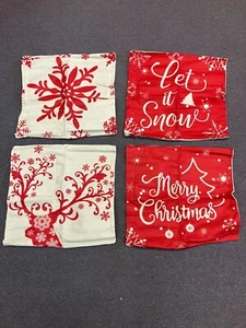 Merry Christmas Pillow Covers 17x17 Set Of 4 LET IT SNOW Winter SNOWFLAKE - Picture 1 of 10