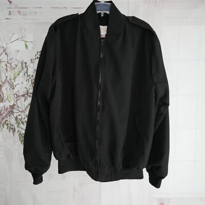 Chaqueta de bombardero Logan Military Supply L negra con cremallera manga larga puño con bandas Foto 1 de 4