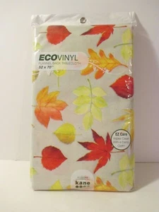Tovaglia KANE verde foglia rossa autunno vinile fondo flanella facile da pulire ~ oblunga 70" - Foto 1 di 12
