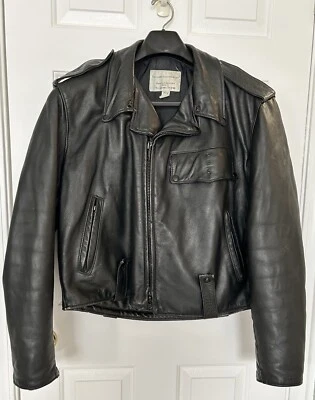 Jaqueta de motociclista policial vintage com porta-crachá - Imagem 1 de 4