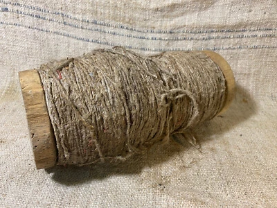 Antique wooden spool  with linen thread made in Slovakia - Image 1 of 4