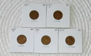 5 Wheat Pennies 1937-1955 (4P16-20) Vintage Wheat Pennies Add to Your collection - Picture 1 of 4