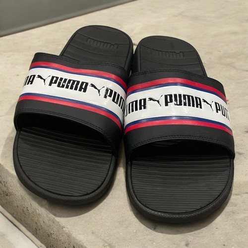 Sandali da uomo PUMA con logo slide bianco e nero comodi casual taglia 12