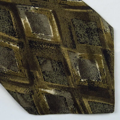 Corbata de cuello abstracta geométrica de diamantes marrones de la colección Haggar 56x4 clásica Foto 1 de 4