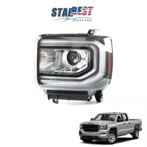Single For GMC Sierra 1500 2016-2018 Headlight Headlamp Left/Driver HID Chrome - Picture 1 of 12