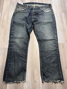 Vintage Polo Ralph Lauren Distressed Denim Jeans Cotton Mens 38x30 Cut Off Ankle - Picture 1 of 16