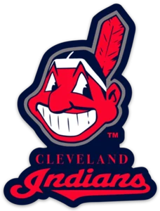 Cleveland Indians Chief Wahoo Logo Typ MLB blauer Hintergrund gestanzter MAGNET - Bild 1 von 1
