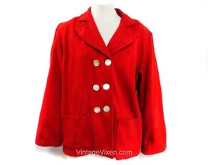 Large 1940s Red Casual Jacket - WWII Era Rockabilly 49er Work Wear - Bust 41 - Picture 1 of 10