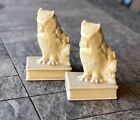 Rookwood XLVI 1946 Pair of Taupe Glaze Pottery Owls on Book Bookends #2655