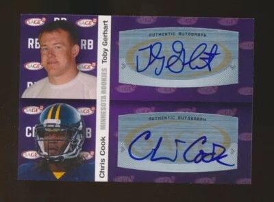 2010 SAGE Squared -TOBY GERHART & CHRIS COOK (Minn. Vikings) *DUAL AUTOGRAPH* - Image 1 of 2