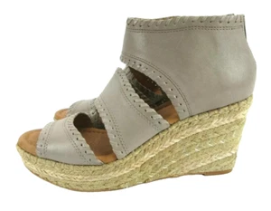 Corso Como Joyce Größe 8,5 grau Espadrille offene Zehenpartie Reißverschluss Leder Keilabsatz Sandalen - Bild 1 von 4