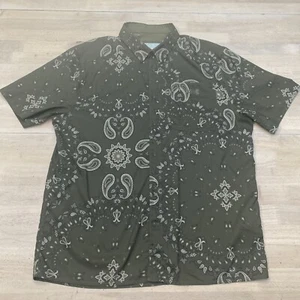 Under Armour Dockside Shirt Mens XL Green Paisley Bandana Button Down UPF 50+ - Picture 1 of 6