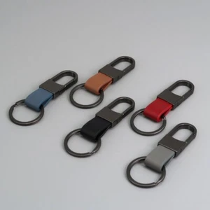 2pcs Metal Leather Key Chain Ring Fob Keyfob Car Key Chain Keychain Key Ring - Imagen 1 de 8