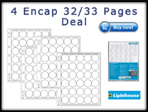 4 páginas transparentes tapa de faro para cápsulas de monedas de 32/33 mm oro águila americana 50c - Imagen 1 de 6