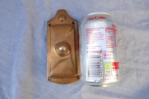 Vintage Large Door Bell Push Coppered Brass Arts+Crafts Style 1980s Cover