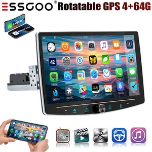 1 Din Android 14.0 Giratorio 10.1" Carplay Coche Estéreo Radio Reproductor GPS Navegación WIFI - Imagen 1 de 16