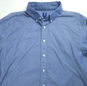 GRANDE Footjoy 1857 Camicia elegante uomo blu grande manica lunga con bottoni - Foto 1 di 5