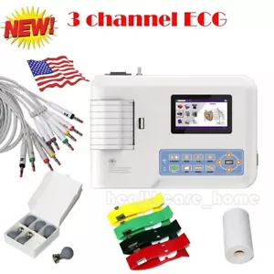 CONTEC Digital 3 Channel 12 lead Electrocardiograph EKG Machine+printer ECG300G - Picture 1 of 12