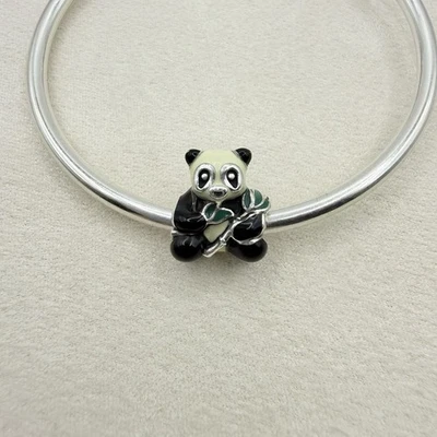 Pandora Sterling Silver Panda Bear Enamel Charm Bead Cute Animal Jewelry - Image 1 of 4