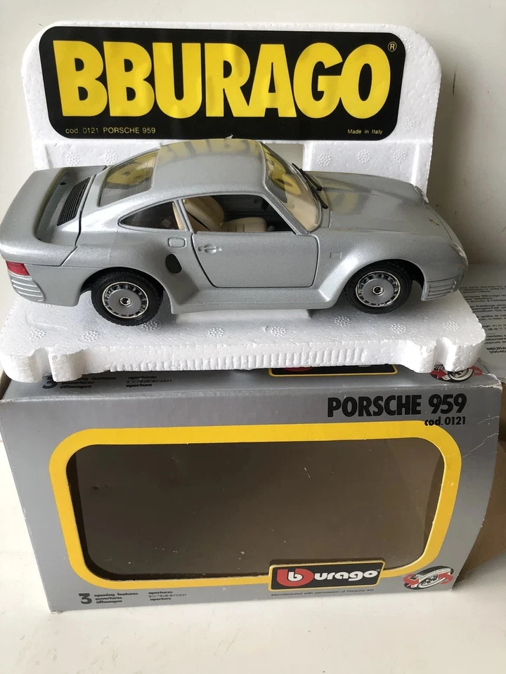 1/24 Burago Porsche 959 icod 0121 metal 1:24 color argento new - Immagine 1 di 1