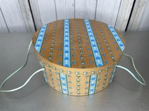 Vintage Wood Box Hand Painted Toile Hearts Flowers Blue Pastel - Picture 1 of 8