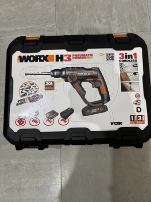 WORX WX390 18V Cordless H3 Rotary Hammer Drill Battery x8 Drill Bit set & Case - Image 1 of 4