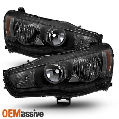 Fit 2008-2017 Lancer 08-2015 Evolution EVO X Black Smoked Headlights Replacement - Image 1 of 4