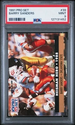 1991 Pro Set Barry Sanders Heisman Hero Lions HOF #39 PSA 9 - Image 1 of 2