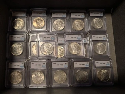 1922-1923 SILVER USA PEACE $1 DOLLAR COIN LOT 26x MS63, MS64, Ungraded - Image 1 of 4