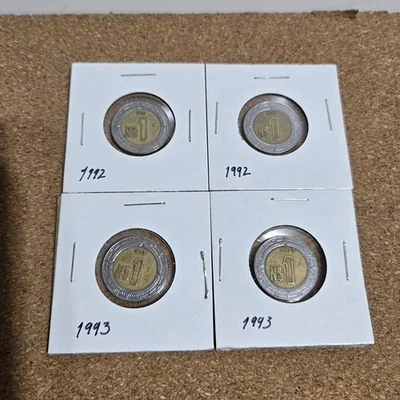 México Nuevos Pesos Lote 2 - 1992 1 Nuevo Peso & 2 - 1993 1 Nuevo Peso Foto 1 de 4