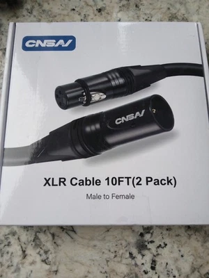 CNSAV XLR Microphone Cable 10 Feet (2 Pack), 3 Pin Gold Plated 22AWG  - Image 1 of 3