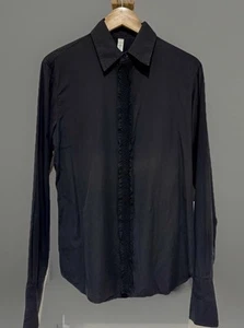 MIU MIU Menswear Vintage 90's 00's Black Wash Double Cuff Slim Fit Shirt 15.5" - Picture 1 of 9