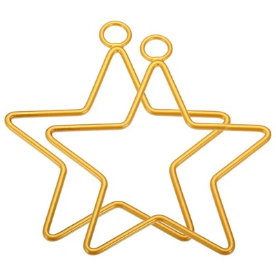 4 Inch Dream Catcher Rings, 2 Pcs Star Shape Macrame Wreath Hoop, Gold Tone - Imagen 1 de 4