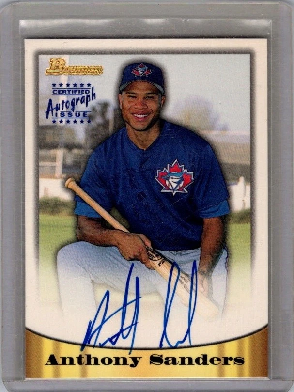 1998 Bowman Anthony Sanders AU #35 Jays Certified Autographs Blue Foil - Image 1 of 2