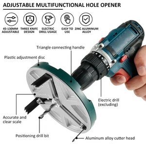 Adjustable Hole Saw Tool Kit High Speed Steel Round Hole Punch Saw Tool paRWl - Picture 1 of 11