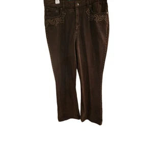 RALPH LAUREN JEAN CO BROWN DENIM JEANS WITH  STUD ACCENT DESIGNS SIZE 12 NWT - Picture 1 of 10