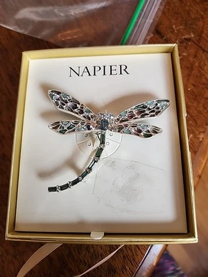 Napier стрекоза дымчатые стразы искусственного абалона брошь заколка подписанный новый в коробке - Изображение 1 из 4