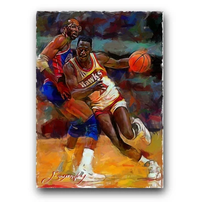 Tarjeta de arte limitada Dominique Wilkins #4 19/50 firmada por Edward Vela (Atlanta Hawks) Foto 1 de 2