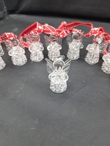 Vintage 1980er Glas Engel Ornamente 11-teiliges Feiertagsset. Bänder sind abnehmbar. - Bild 1 von 7