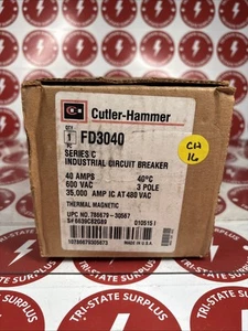 Cutler Hammer FD3040 FD35K 40A 3 Pole 600VAc 250VDC Circuit Breaker NIB ๐ด๐ด - Picture 1 of 8