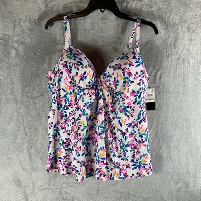 Island Escape Women's Swimsuit 12 Tankini Top Floral Molded Cups Underwire NWT - Image 1 of 4