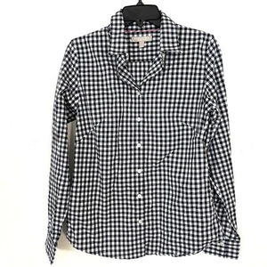 Banana Republic Shirt Black Gingham Non Iron Fitted Button Up Womens Size 8 - Picture 1 of 7