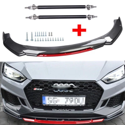 For Audi A4 A5 A6 A7 front Bumper Lip Spoiler Splitter Carbon fiber Black+Red Foto 1 de 4