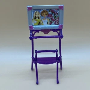 Barbie Glam Dream House Furniture TV With Purple Stand Doll Accessory - Picture 1 of 18
