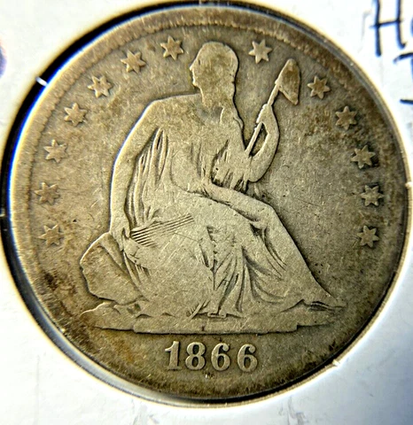 1866-S Seated Liberty Half Dollar G+ with Motto 90% Silver  FREE SHIPPING 7.72 Cover