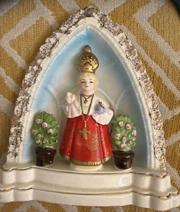 Antigua estatua de porcelana del niño de Praga alcoba marcada extranjera pintada a mano - Imagen 1 de 4