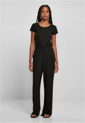 Urban Classics Damen Overall Ladies Rib Wid Leg Jumpsuit Black - Bild 1 von 4