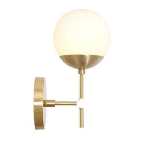Wall Sconce Light Lamp GEMMA II , Modern Glass Globe Brass Wall Light Sconce - Picture 1 of 6